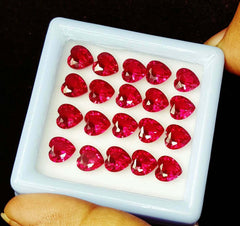 Heart Cut Lot 24 PCS Natural Red Ruby Loose Gemstone CERTIFIED