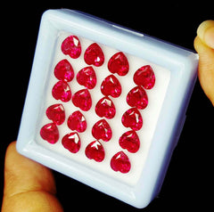 Heart Cut Lot 24 PCS Natural Red Ruby Loose Gemstone CERTIFIED