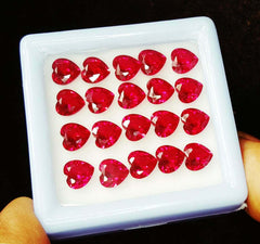 Heart Cut Lot 24 PCS Natural Red Ruby Loose Gemstone CERTIFIED