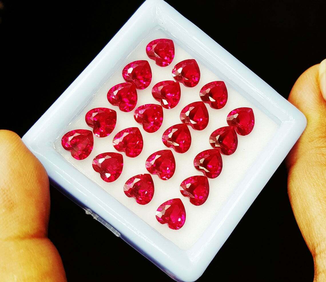 Heart Cut Lot 24 PCS Natural Red Ruby Loose Gemstone CERTIFIED