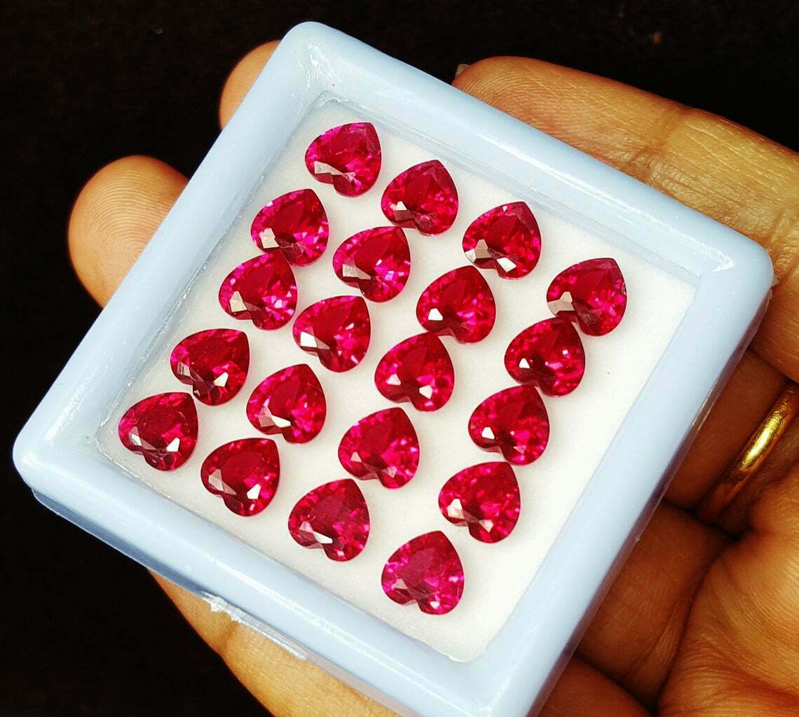 Heart Cut Lot 24 PCS Natural Red Ruby Loose Gemstone CERTIFIED