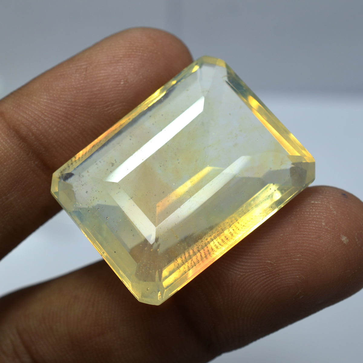 Ethiopian Natural Yellow Opal 51.45 Ct Emerald Cut AA+ CERTIFIED Loose Gemstone