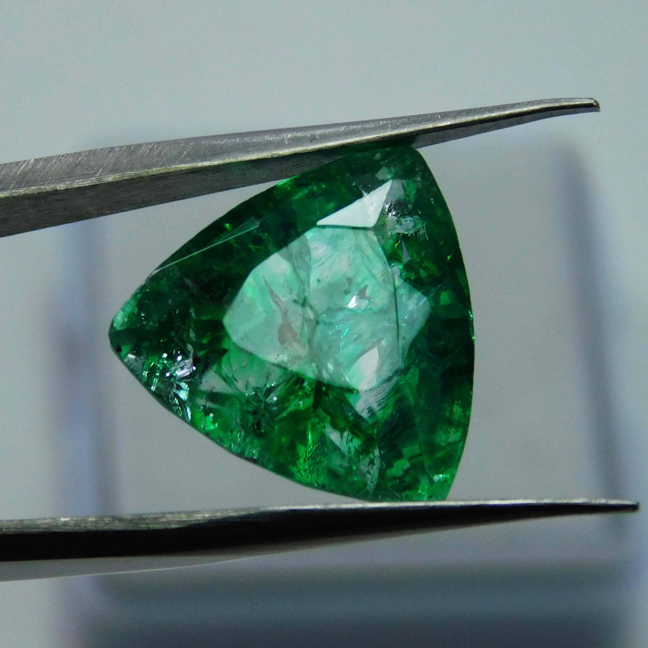 Green Colombian Emerald 8.85 Carat Trillion Shape Natural Green Emerald Certified Loose Gemstone gemsbuild 