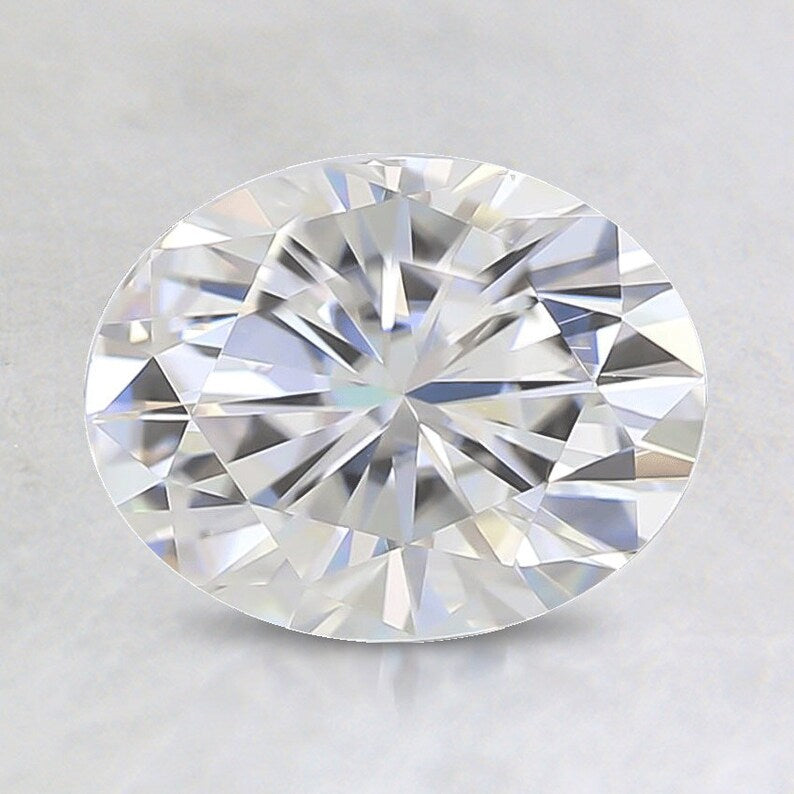 Oval Moissanite Gemstone CERTIFIED VVS1 Quality 8x12 mm Brilliant D-White Color