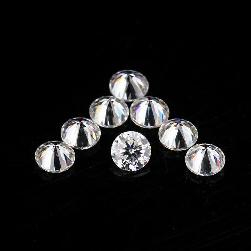 synthetic moissanite round loose diamond top view