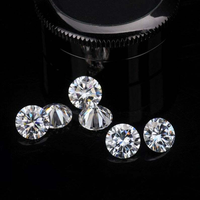 Loose Diamonds Synthetic Moissanite Round D Color CVD 1 MM Certified 2 Stones