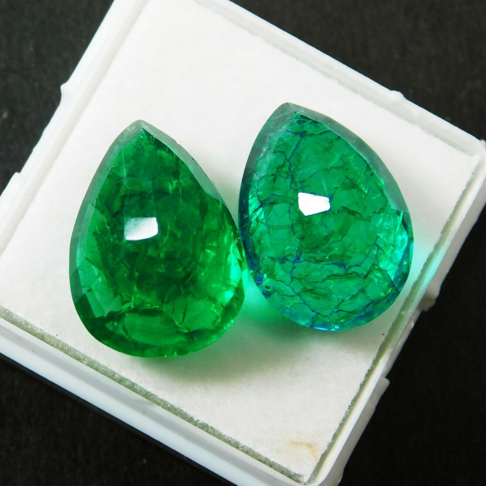 Green Ring Size Emerald 19.56 Ct Loose Gemstone Natural CERTIFIED Pear Cut Pair