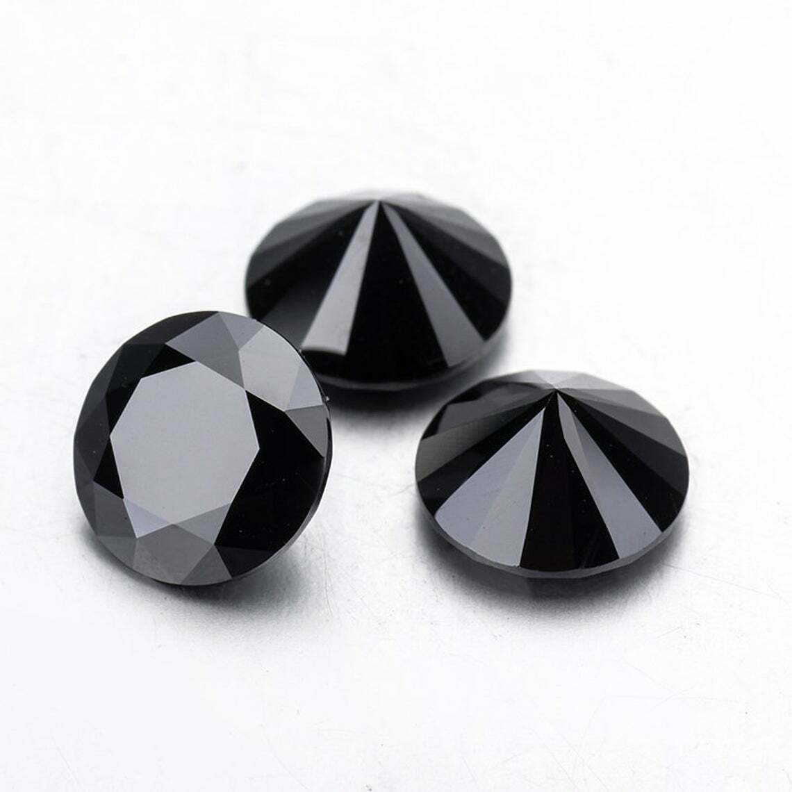 Synthetic Black Moissanite Round 8.10 mm Size 12 Carat Loose Gemstones 4 Stones