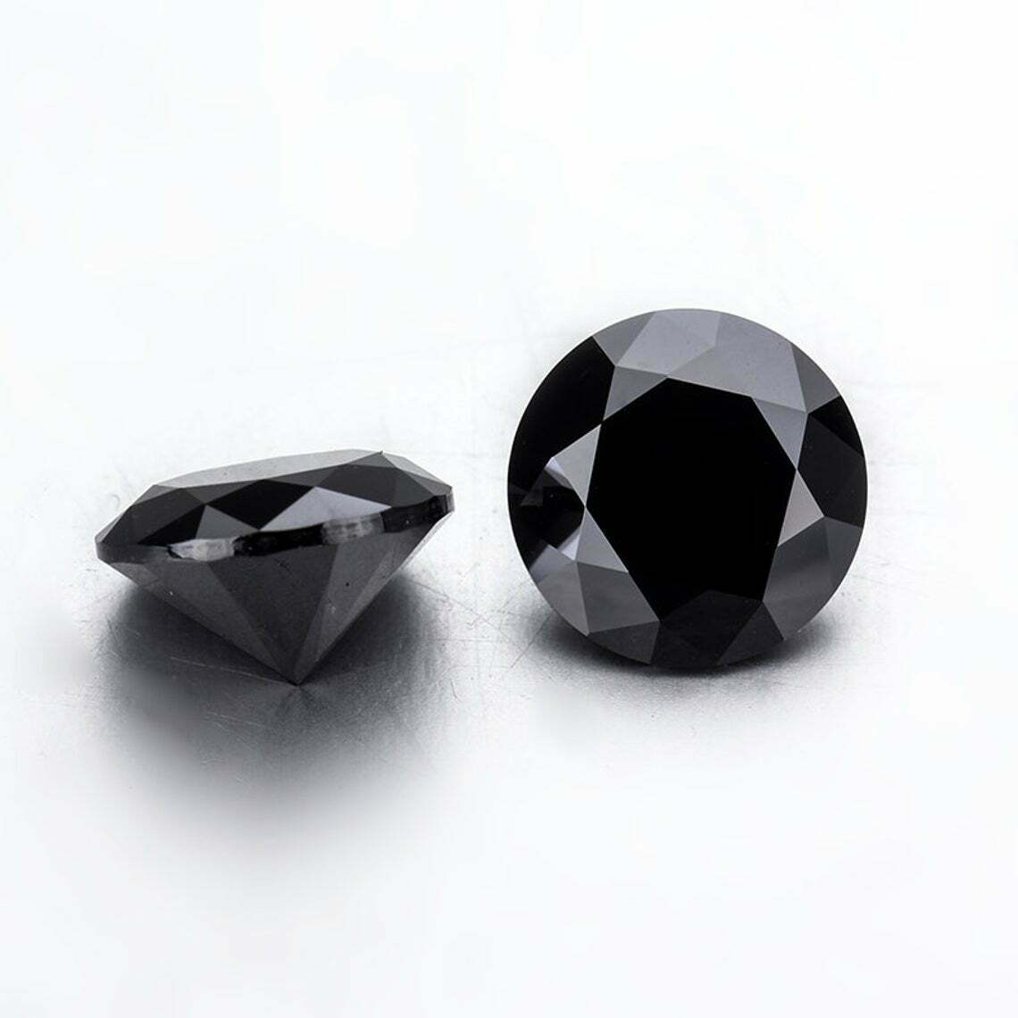 Loose Gemstones Synthetic Moissanite Glamorous Black Round 11.10 Carat 2 Stones