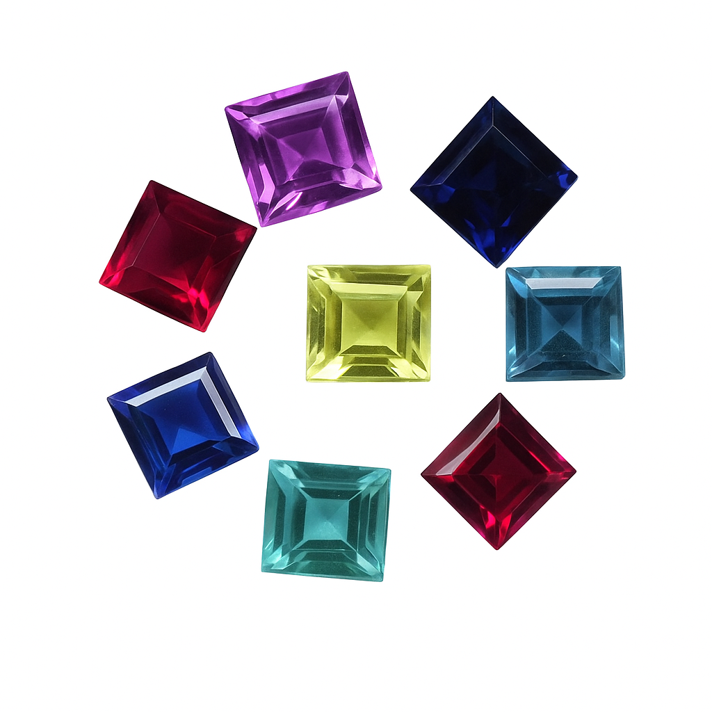 8 Pcs Natural Sapphire Mix Color CERTIFIED Gemstone Lot 5x5 MM Square