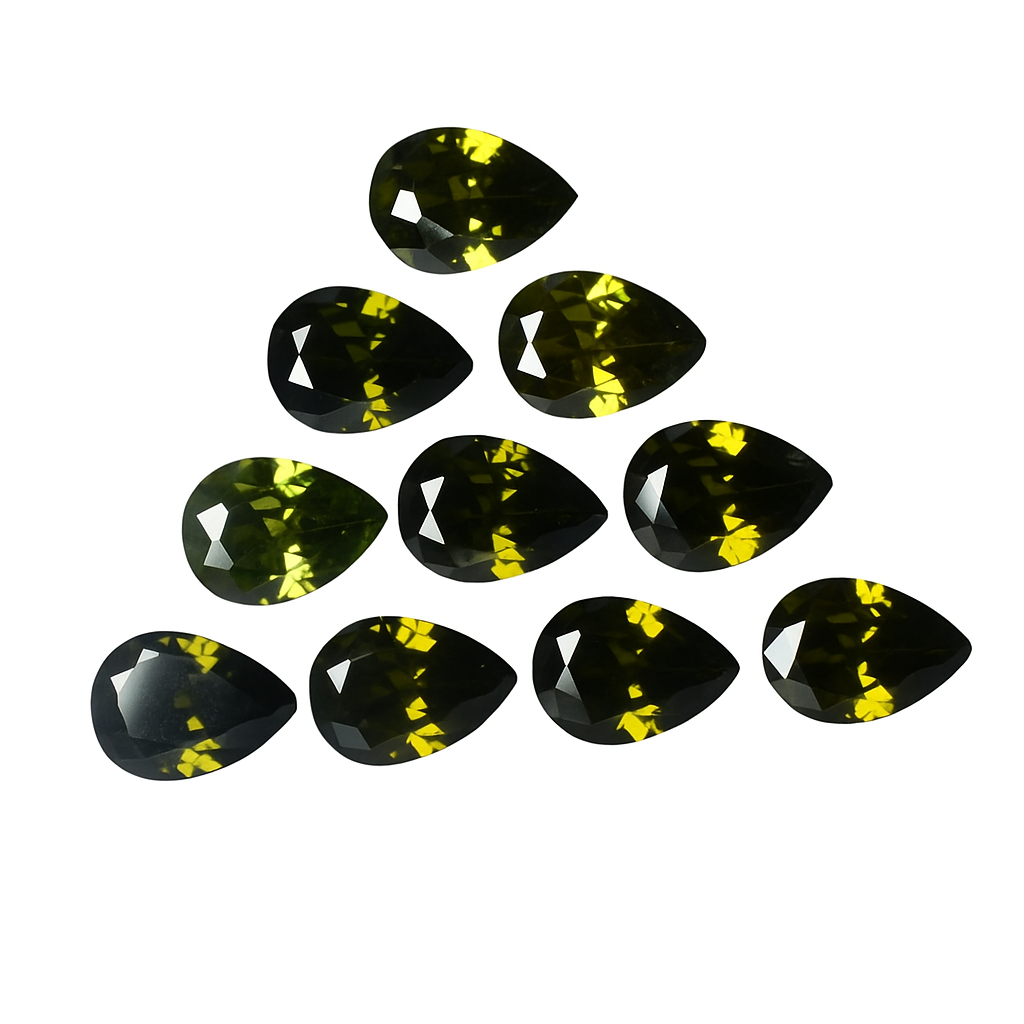 6x5 mm Natural SAPPHIRE Green PEAR  SHAPE Loose Gemstone CERTIFIED 6 Pcs Lot