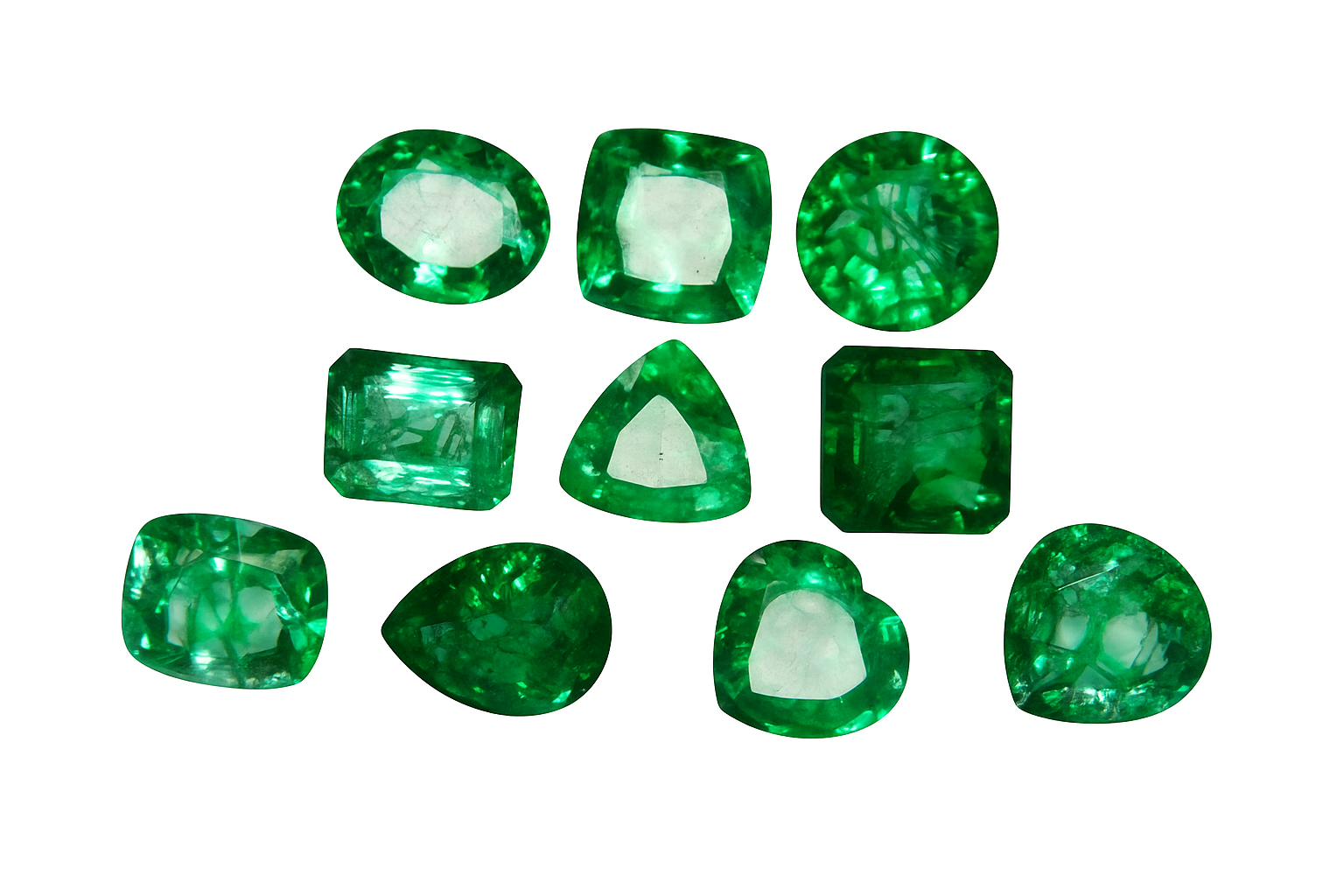 82.10 Ct Natural CERTIFIED Emerald Green Emerald Cut Loose Gemstones Lot 10 Pcs