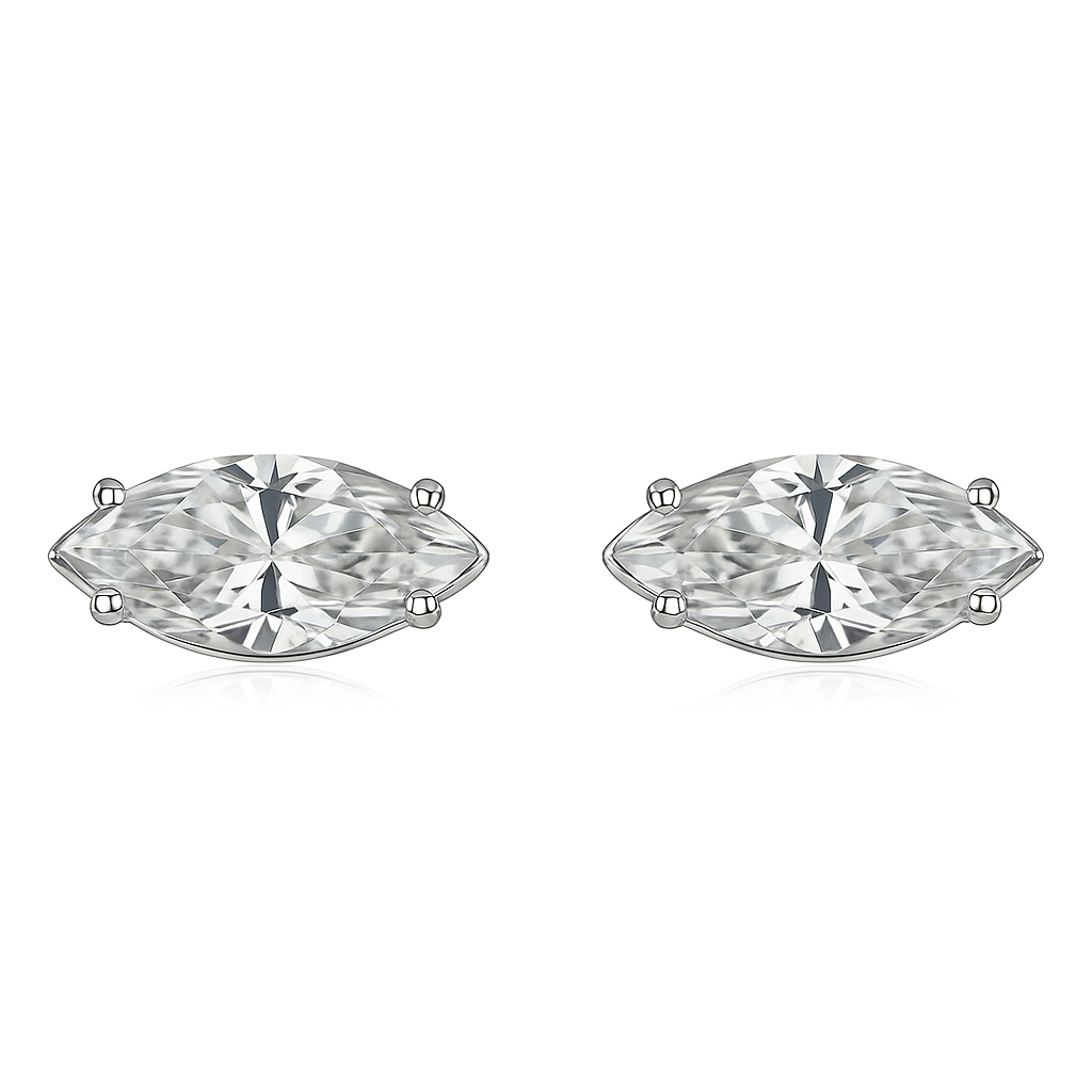 Synthetic Moissanite 13 Ct CERTIFIED White Marquise Gems Earring Pair Free Gift