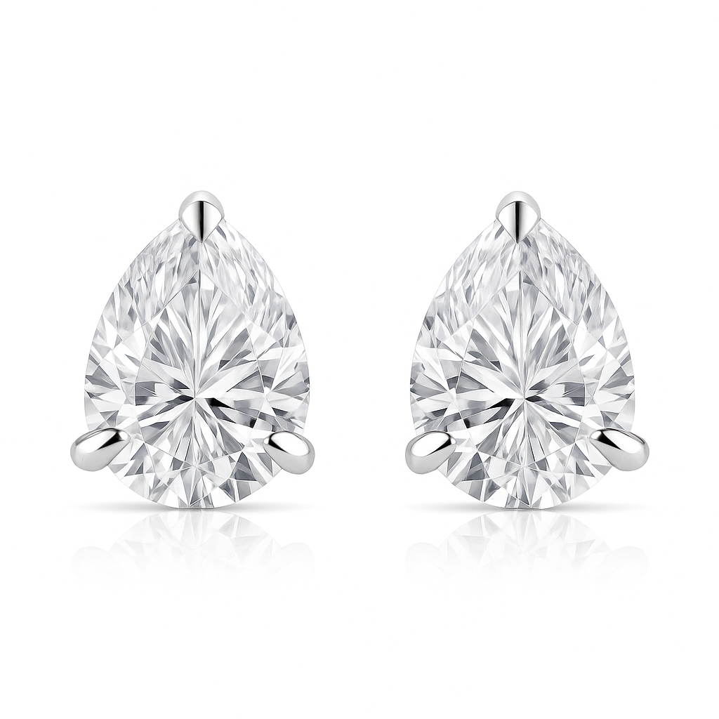 CERTIFIED Pear Cut Synthetic Moissanite 14.30 Ct Stone Earring Pair Gift For Her