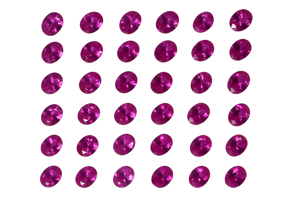 9x7 mm Gemstone Natural Pink Ruby 24 Pcs CERTIFIED Ring Size  Oval Cut