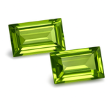 Natürlicher Peridot-Stein, GRÜNES Peridot-Paar, seltener loser Edelstein, ZERTIFIZIERT, 16,20 Ct, Smaragdschliff-Edelstein
