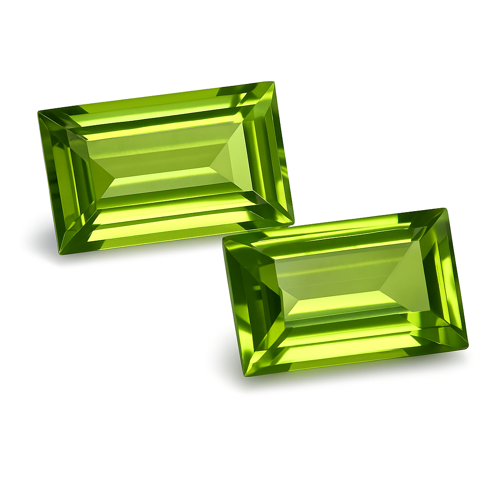 Natural Peridot Stone GREEN Peridot Pair Rare Loose Gemstone CERTIFIED 16.20 Ct EMERALD Cut Gemstone