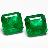 Natural Green Muzo Emerald Emerald Cut 18.75 Ct Pair CERTIFIED Loose Gemstone