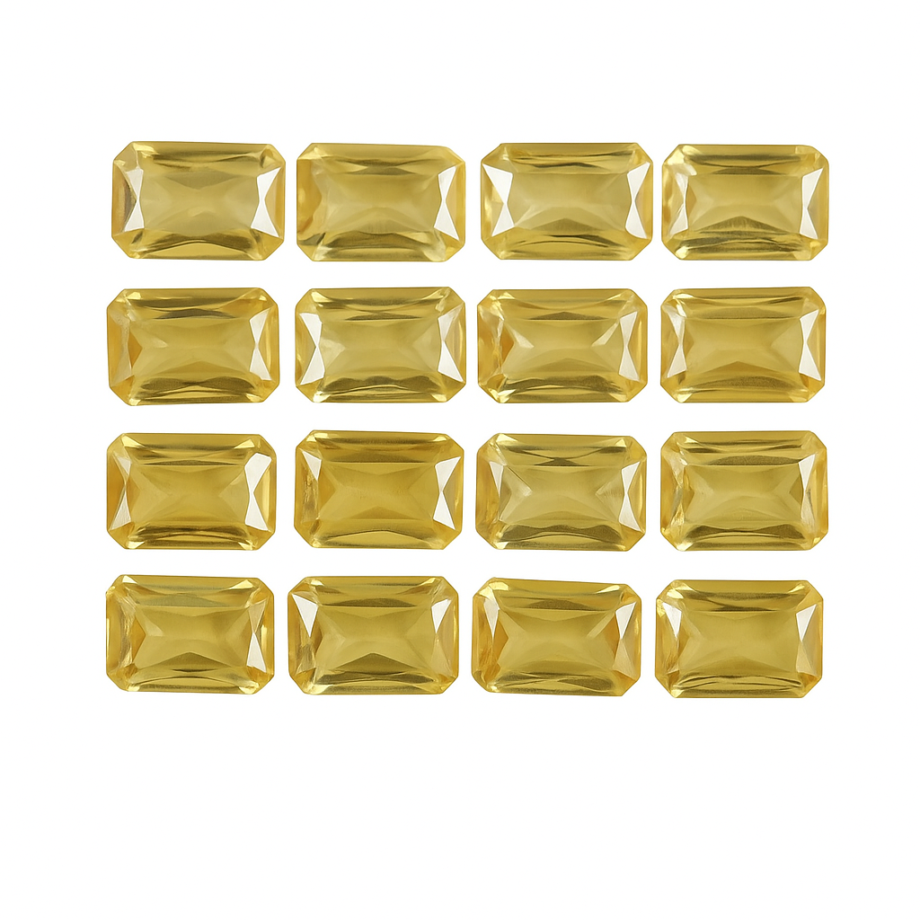 7x5 MM Lot Emerald Cut 9 Pcs Natural CERTIFIED Sapphire Champagne Loose Gemstone