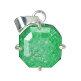 Zambian CERTIFIED 44 Ct Natural Green Emerald 925 Starling Silver Square Pendant