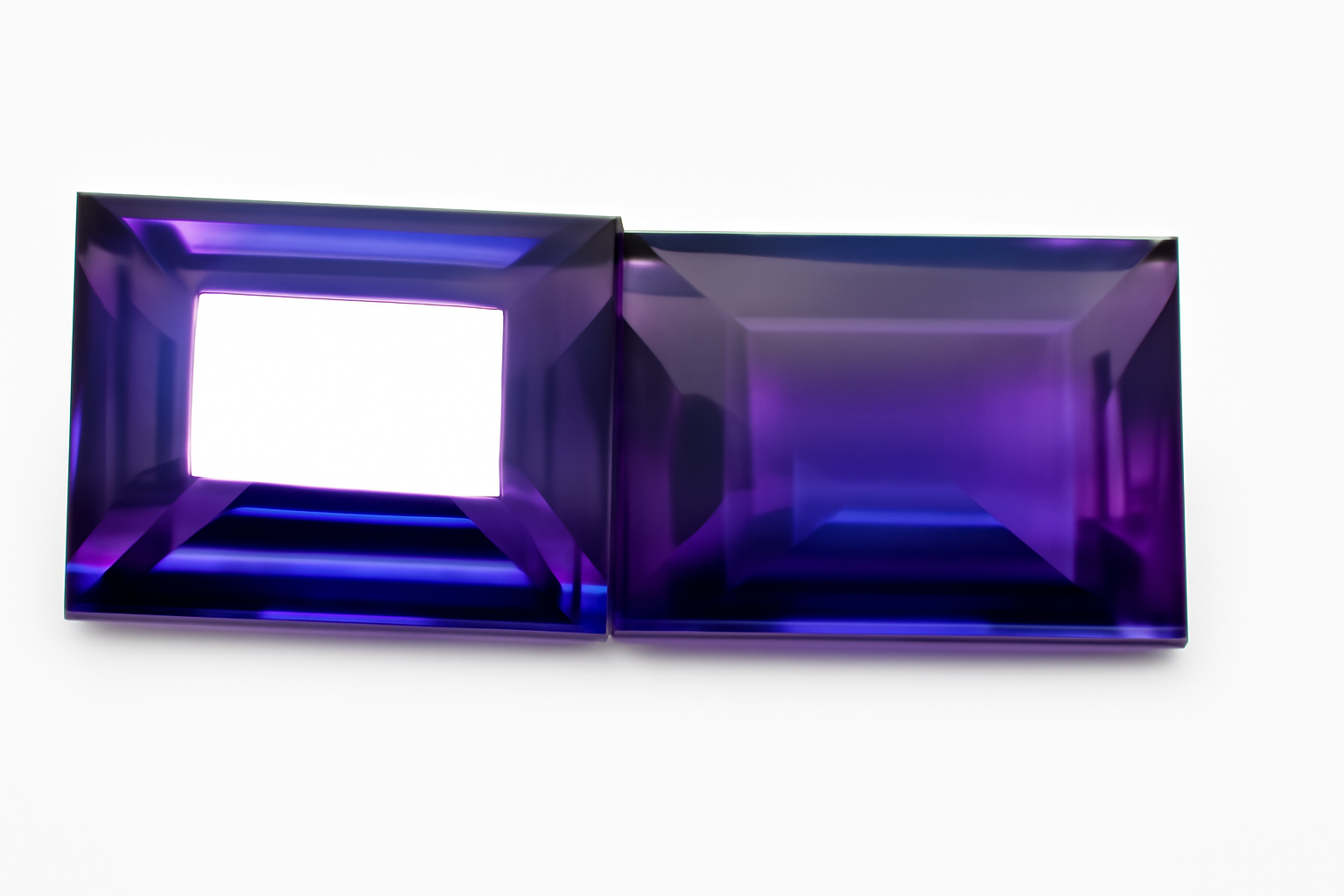 Emerald Shape Purple Sapphire 20.90 Ct Natural Loose Gemstone CERTIFIED Pair