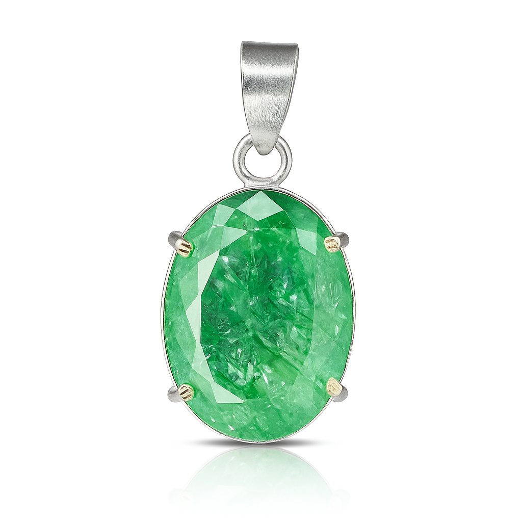 CERTIFIED Zambian Emerald Pendant 66 Ct 925 Sterling Silver Natural Emerald Pendant Handmade Pendant Gift For Bridal Beautiful Emerald Jewelry