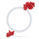 77.40 Ct Certified Milky White & Blue Opalite Bracelet 24 Round Beads Party Wear