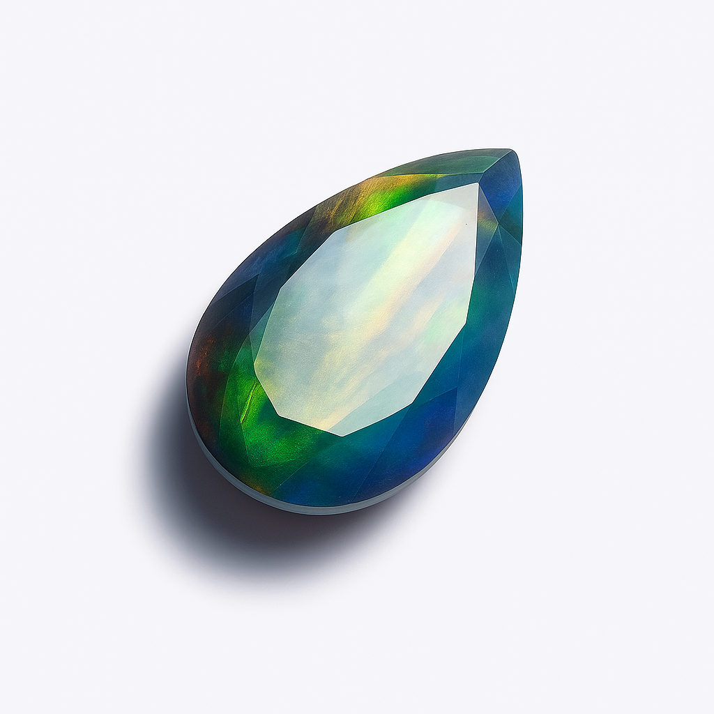 17.60 Carat Natural Fire OPAL Doublet Opal Beautiful Pear Cut CERTIFIED Gemstone