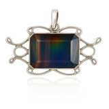 CERTIFIED 32 Ct Opal 925 Starling Silver Natural Emerald Pendant Gift For Him