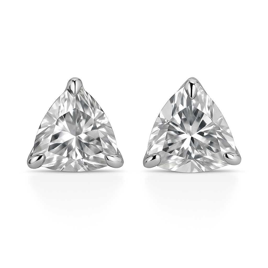 CERTIFIED 925 Starling Silver 14.7 Ct Synthetic Moissanite Heart Earring Pair