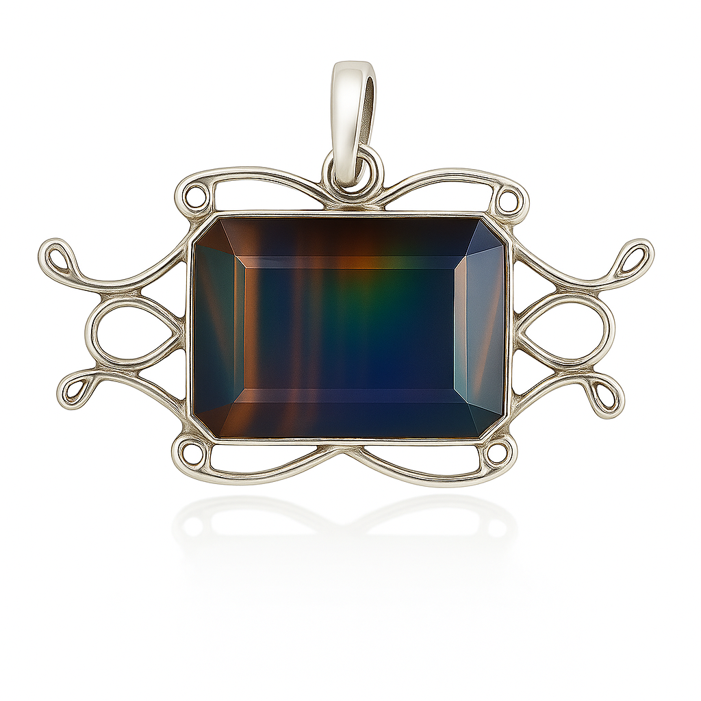 CERTIFIED 32 Ct Opal 925 Starling Silver Natural Emerald Pendant Gift For Him