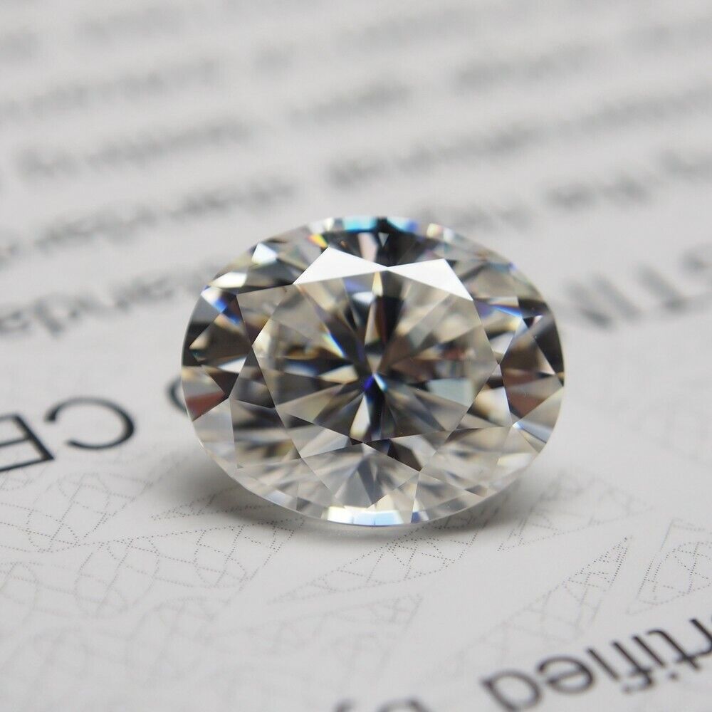 Oval Moissanite Gemstone CERTIFIED VVS1 Quality 8x12 mm Brilliant D-White Color